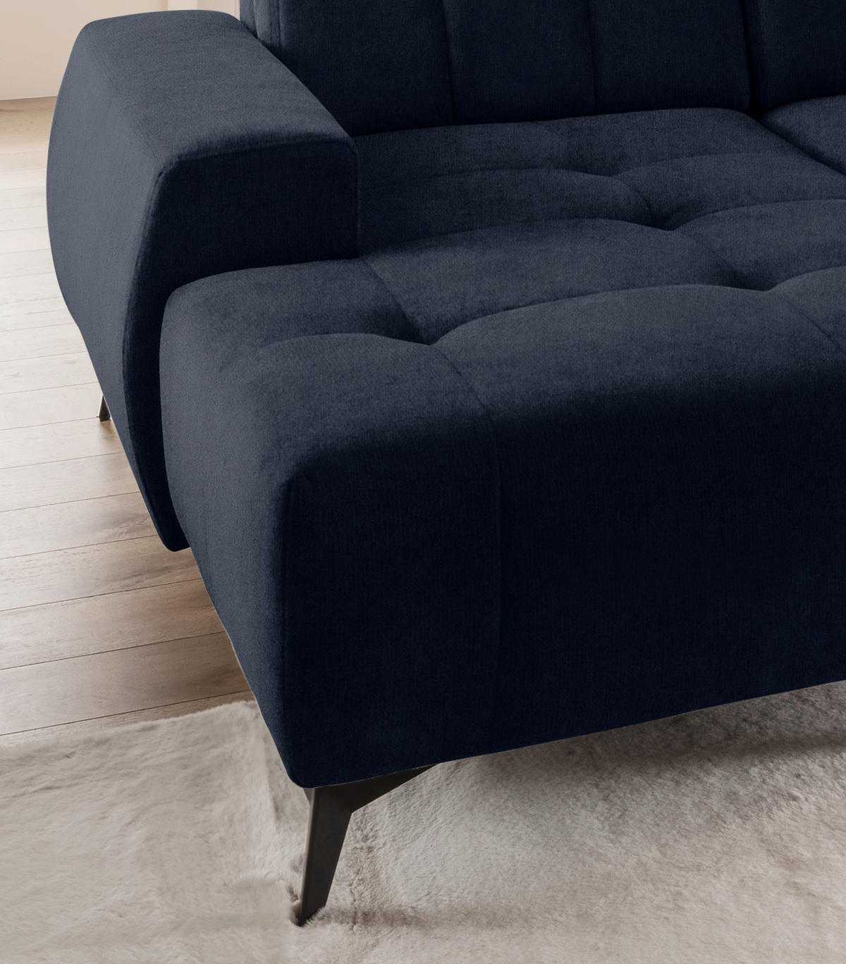 WOHNLANDSCHAFT in Mikrofaser Dunkelblau  - Schwarz/Dunkelblau, Modern, Textil/Metall (180/337/200cm) - Livetastic