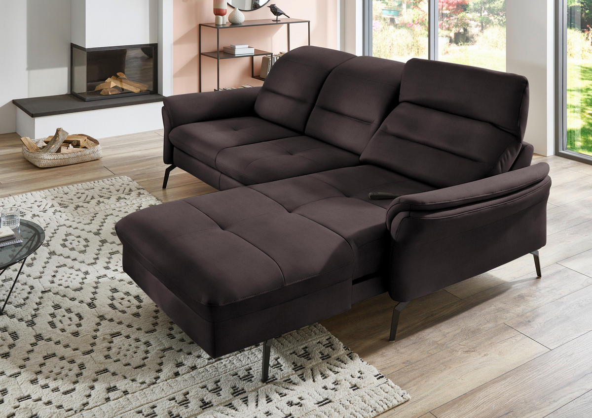ECKSOFA in Flachgewebe Dunkelgrau  - Dunkelgrau/Schwarz, Konventionell, Textil/Metall (260/181cm) - Beldomo Speed