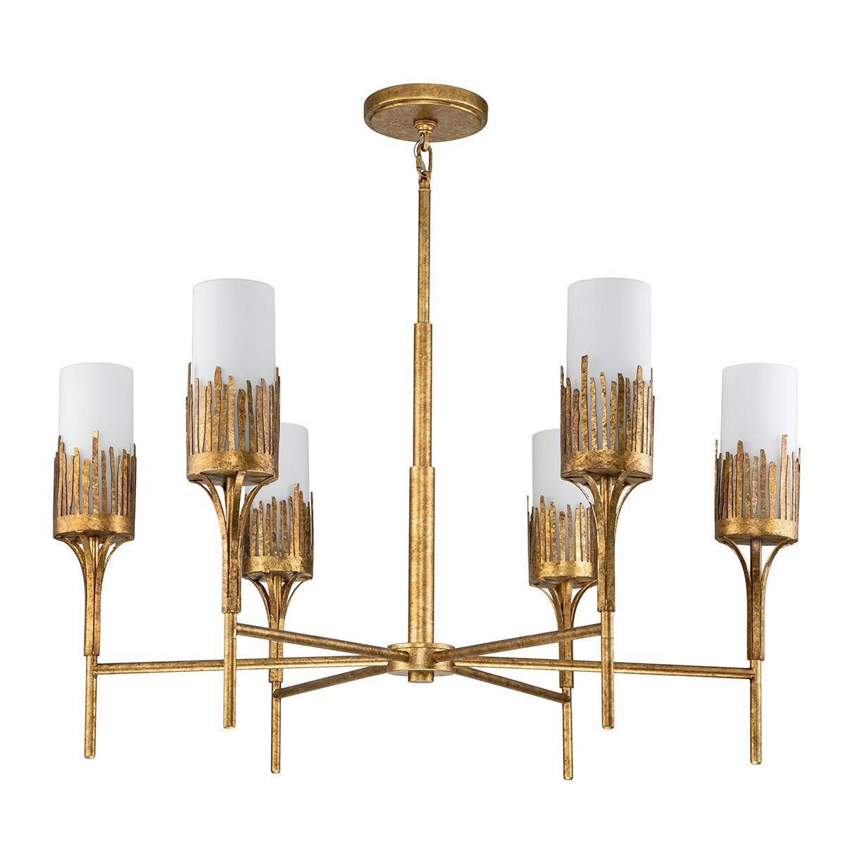 KRONLEUCHTER Alora 87,6/83,8/83,8 cm  - Goldfarben, KONVENTIONELL, Glas/Metall (87,6/83,8/83,8cm) - Elstead Lighting