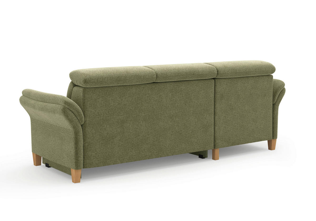 ECKSOFA GLENDALE E Hellgrün Flachgewebe  - Eichefarben/Hellgrün, KONVENTIONELL, Holz/Textil (166/253cm) - Sit & More
