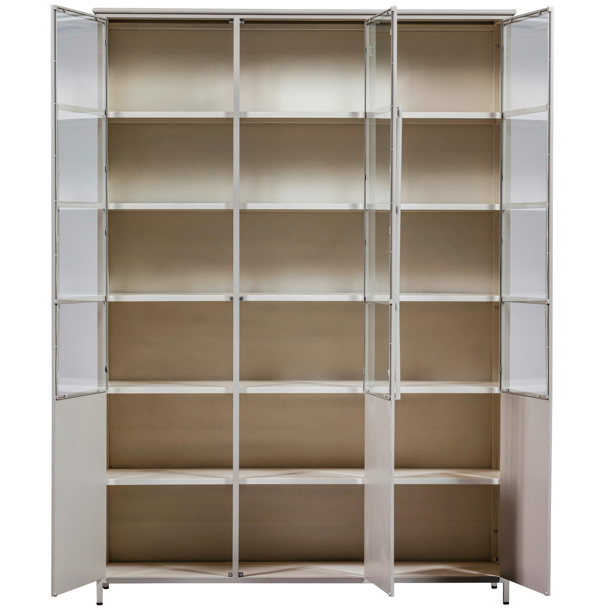VITRINE in Sandfarben  - Sandfarben, Design, Glas/Metall (140/200/40cm) - Livetastic