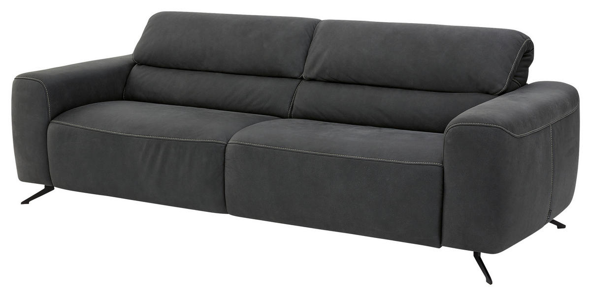 3-SITZER-SOFA Echtleder Graphitfarben  - Beige/Schwarz, Design, Leder/Metall (232/82/96cm) - Musterring