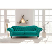 3-SITZER-SOFA SHEFFIELD Mikrofaser Türkis  - Türkis/Braun, Design, Holz/Textil (230/92/90cm) - P & B