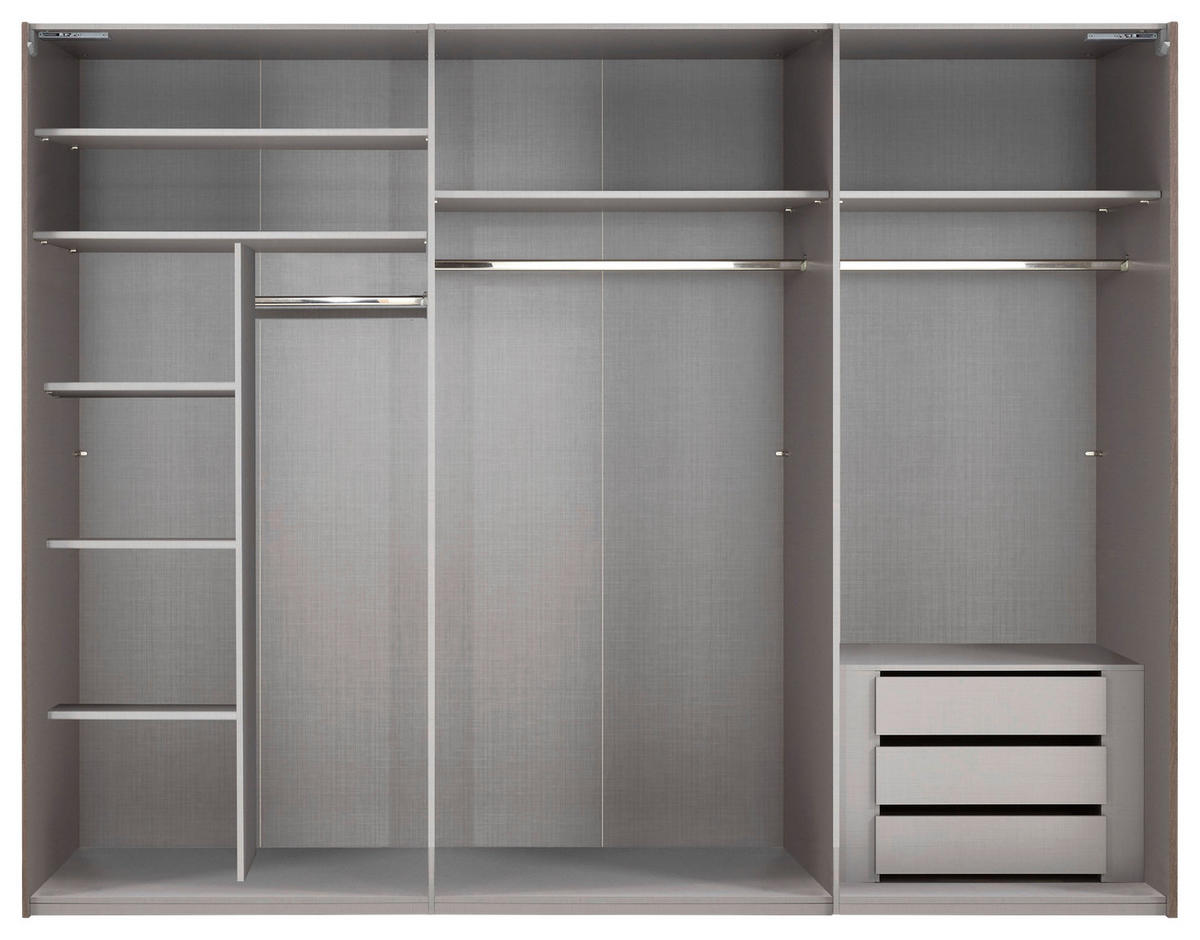 OMARA Z DRSNIMI VRATI, bela, bela, visoki sijaj  - bela/visoki sijaj, Moderno, kovina/steklo (250/216/65cm) - Hom`in