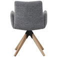 ARMLEHNSTUHL  Stoffauswahl, Sitzfläche 180° drehbar Struktur  Grau  - Eichefarben/Grau, Design, Holz/Textil (58/85/64cm) - Carryhome