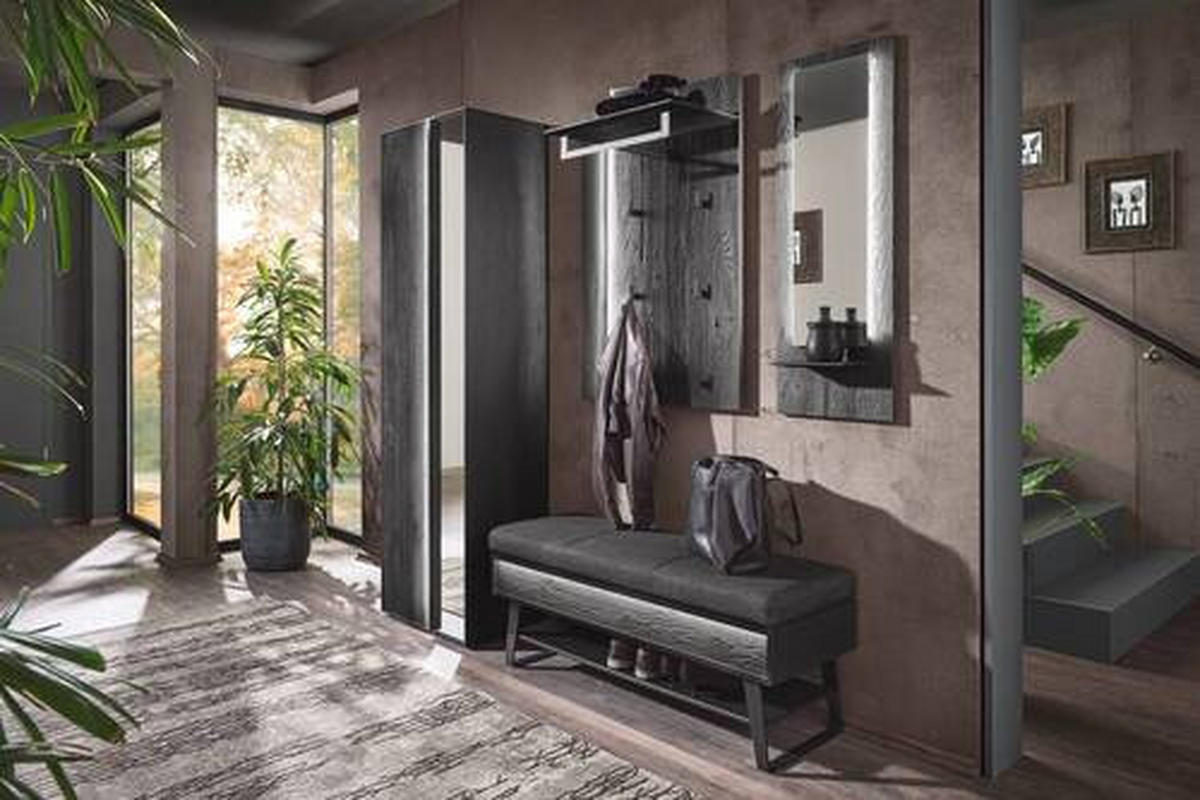 GARDEROBE 4-teilig  in 201/196/41 cm  - Anthrazit, Design, Glas/Holz (201/196/41cm) - Johann Jakob