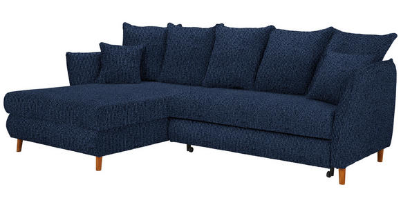 ECKSOFA in Chenille Dunkelblau  - Eichefarben/Dunkelblau, KONVENTIONELL, Holz/Textil (284/162cm) - Carryhome