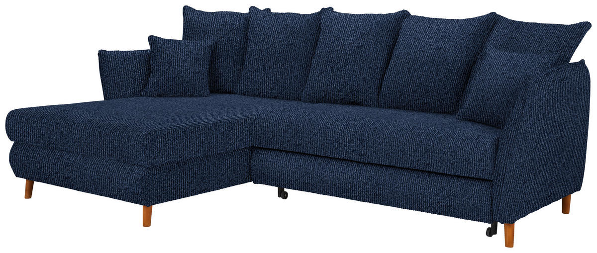 HÖRNSOFFA i chenille mörkblå  - ekfärgad/mörkblå, Klassisk, trä/textil (284/162cm) - MID.YOU