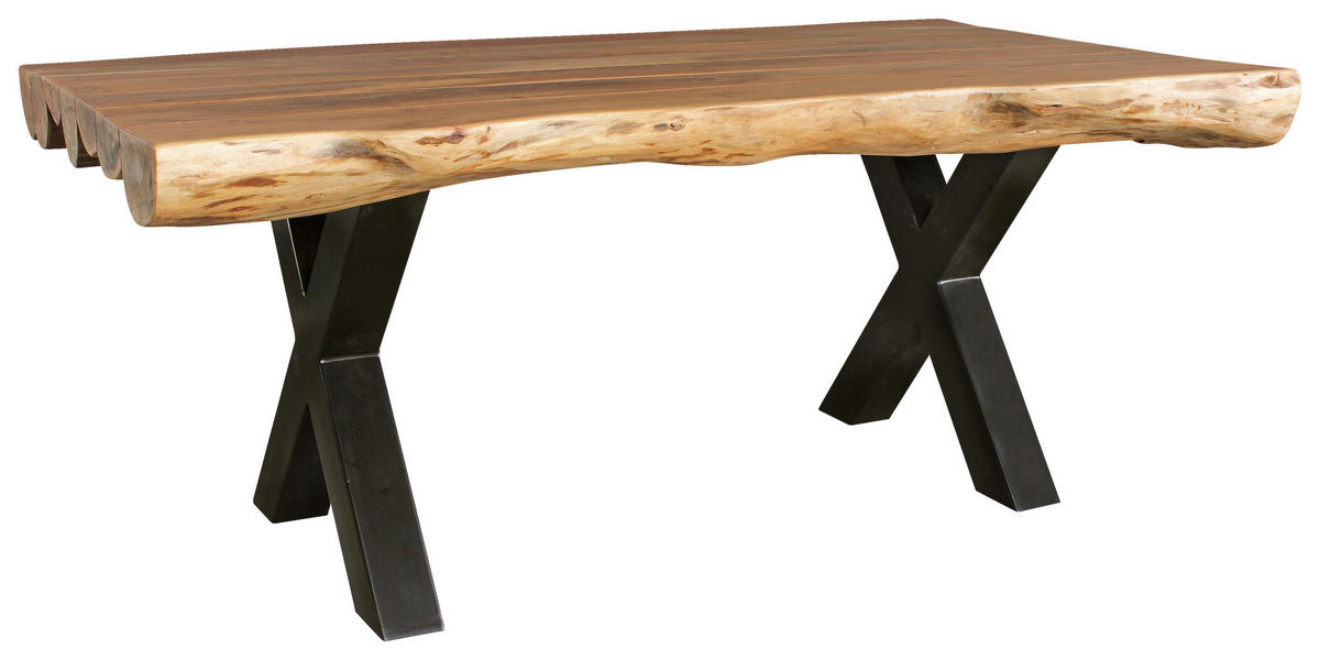 ESSTISCH in Holz 200/100/77 cm  - Schwarz/Akaziefarben, Design, Holz/Metall (200/100/77cm) - MID.YOU