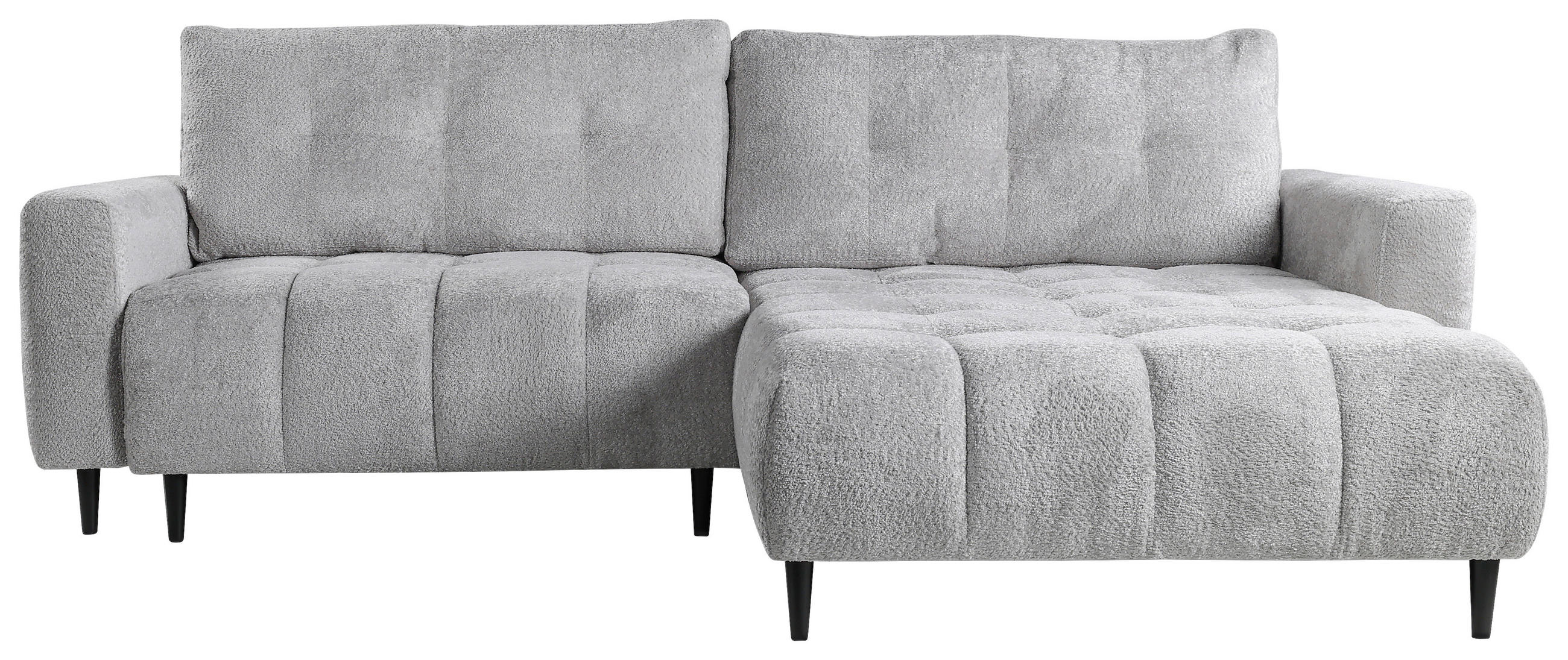 ECKSOFA Hellgrau Chenille  - Hellgrau/Schwarz, KONVENTIONELL, Holz/Textil (266/180cm) - Carryhome