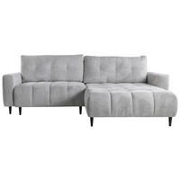 ECKSOFA in Chenille Hellgrau  - Hellgrau/Schwarz, Konventionell, Holz/Textil (266/180cm) - MID.YOU