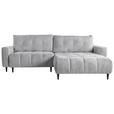 ECKSOFA in Chenille Hellgrau  - Hellgrau/Schwarz, KONVENTIONELL, Holz/Textil (266/180cm) - Carryhome