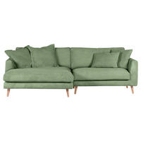 ECKSOFA Olivgrün Cord Rücken echt, Rückenkissen  - Naturfarben/Olivgrün, ROMANTIK / LANDHAUS, Holz/Textil (140/270cm) - Landscape