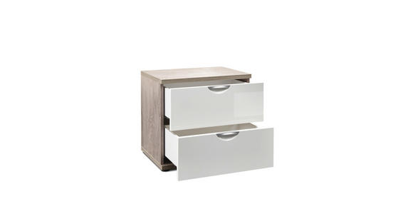 NACHTKÄSTCHEN in Weiß, Eichefarben - Eichefarben/Silberfarben, KONVENTIONELL, Holzwerkstoff/Metall (50/46,5/38cm) - Xora