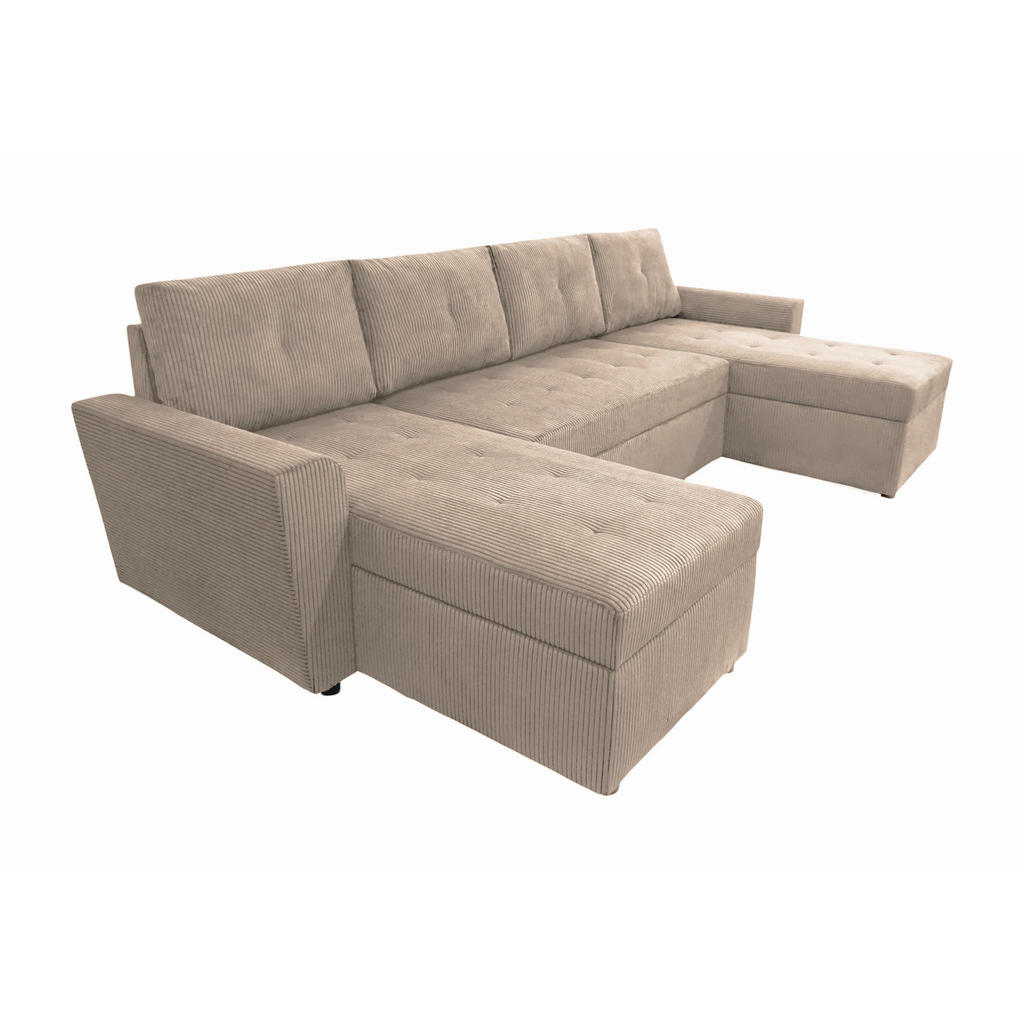 Thumbnail - Mid.you Wohnlandschaft, Taupe, Textil, 4-Sitzer, Füllung: Schaumstoff, U-Form, 294x155 cm, Bettkasten erhältlich, Liegef...