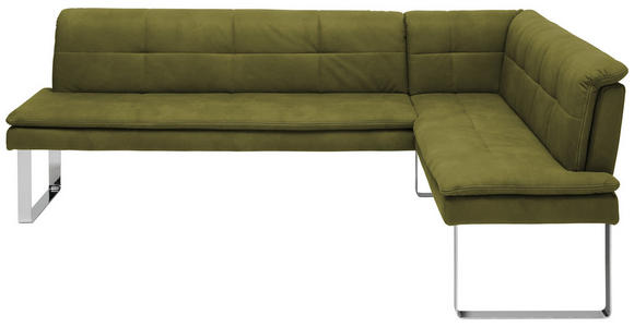 ECKBANK 253/174 cm in Grün, Chromfarben - Chromfarben/Beige, Design, Textil/Metall (253/174cm) - Novel