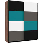 SCHWEBETÜRENSCHRANK  in Grau, Grün, Schwarz, Weiß, Eichefarben  - Eichefarben/Schwarz, Design, Holzwerkstoff/Kunststoff (170/210/61cm) - Carryhome