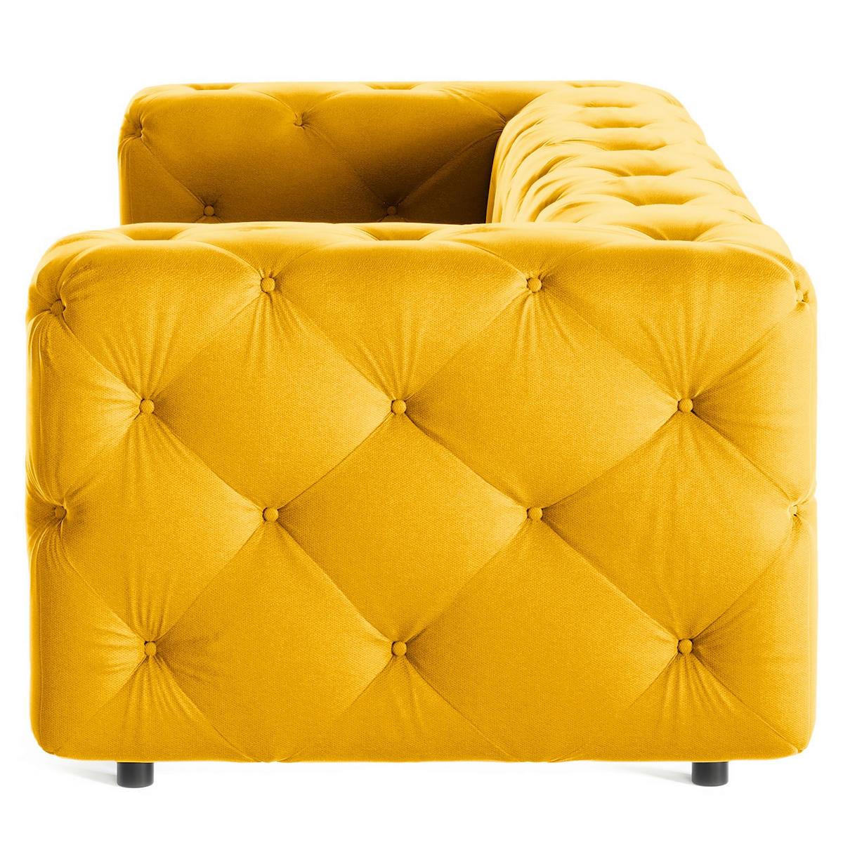 3-SITZER-SOFA Samt Senfgelb  - Senfgelb/Schwarz, Design, Kunststoff/Textil (230/71/100cm) - P & B