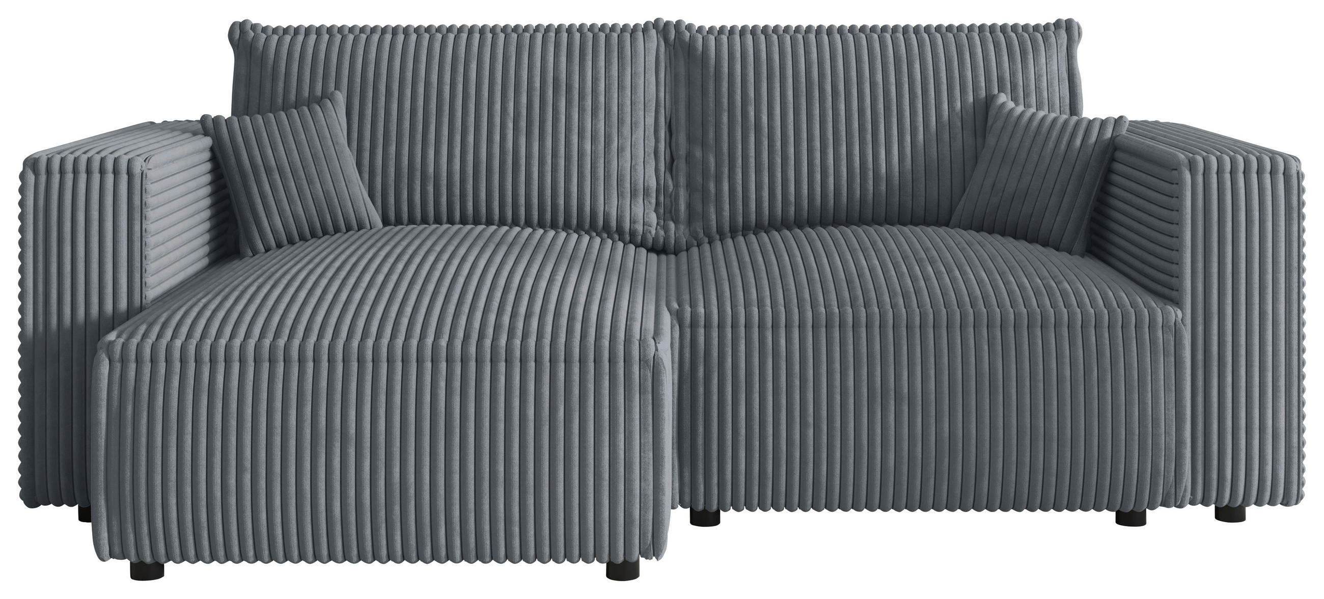 ECKSOFA  in Cord Grau  - Schwarz/Grau, MODERN, Kunststoff/Textil (153/250cm) - Xora