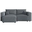 ECKSOFA Grau Cord Zierkissen, Rückenkissen, Schlaffunktion, Rücken echt  - Schwarz/Grau, MODERN, Kunststoff/Textil (153/250cm) - Xora