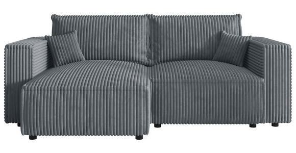 ECKSOFA Grau Cord Zierkissen, Rückenkissen, Schlaffunktion, Rücken echt  - Schwarz/Grau, MODERN, Kunststoff/Textil (153/250cm) - Xora