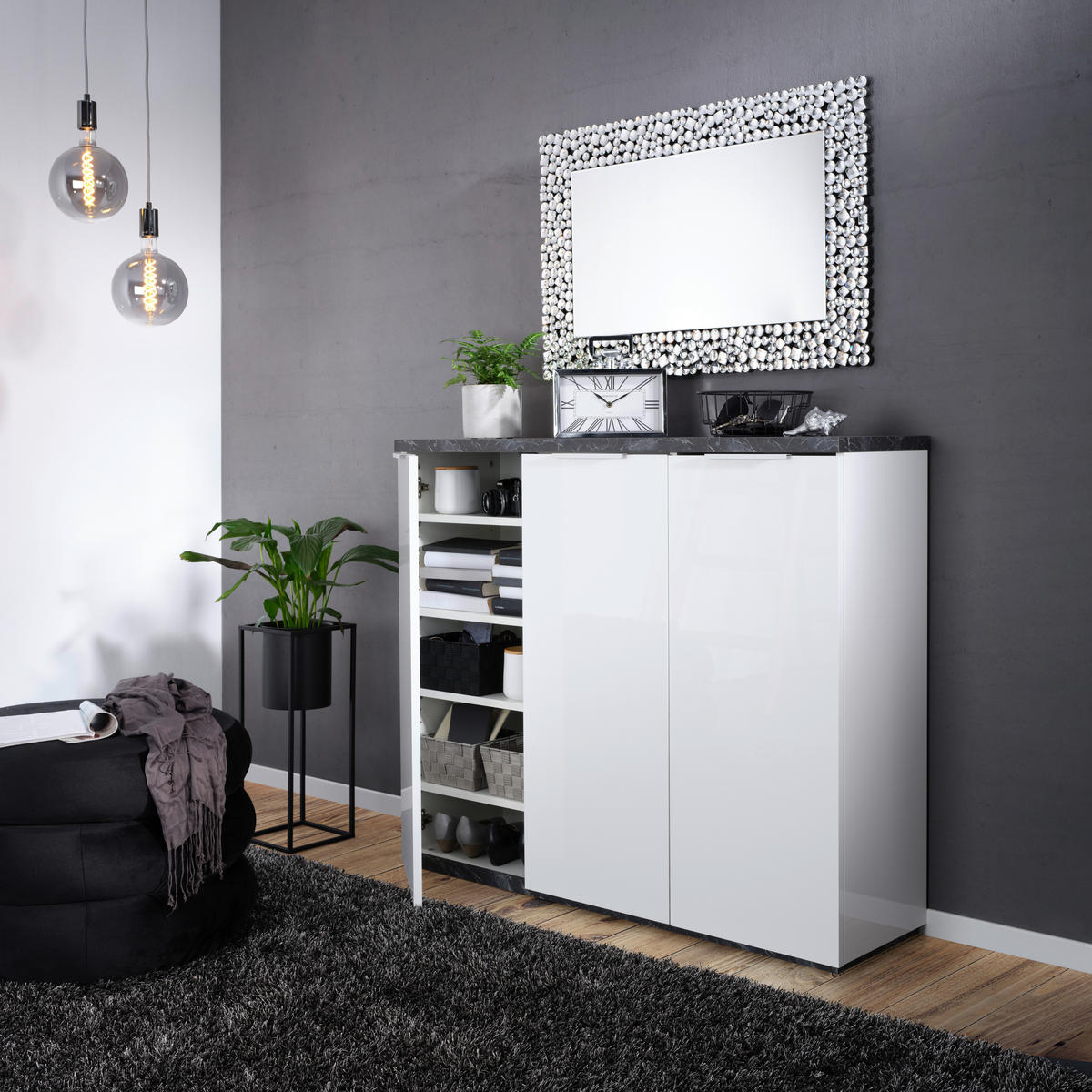 OMARA ZA ČEVLJE barve hrasta, bela - barve hrasta/bela, Moderno, kovina/leseni material (120/102,3/35cm) - Carryhome