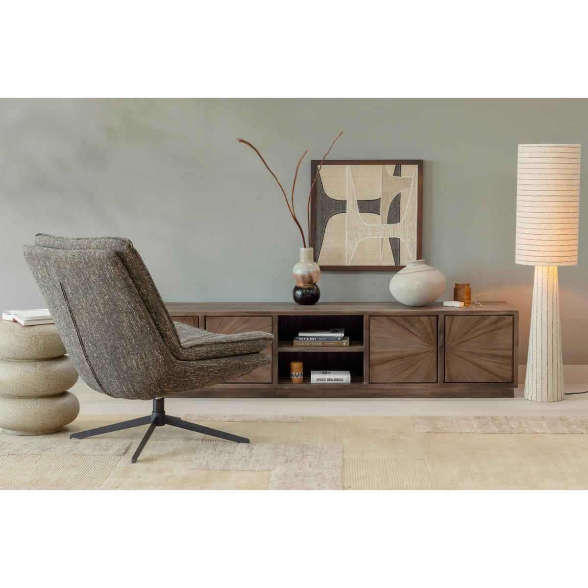 SESSEL in Webstoff Braun  - Schwarz/Braun, Design, Textil/Metall (75/88/94cm) - Livetastic