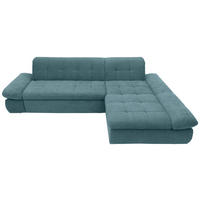 ECKSOFA Petrol Mikrofaser  - Chromfarben/Petrol, KONVENTIONELL, Textil/Metall (300/172cm) - MID.YOU