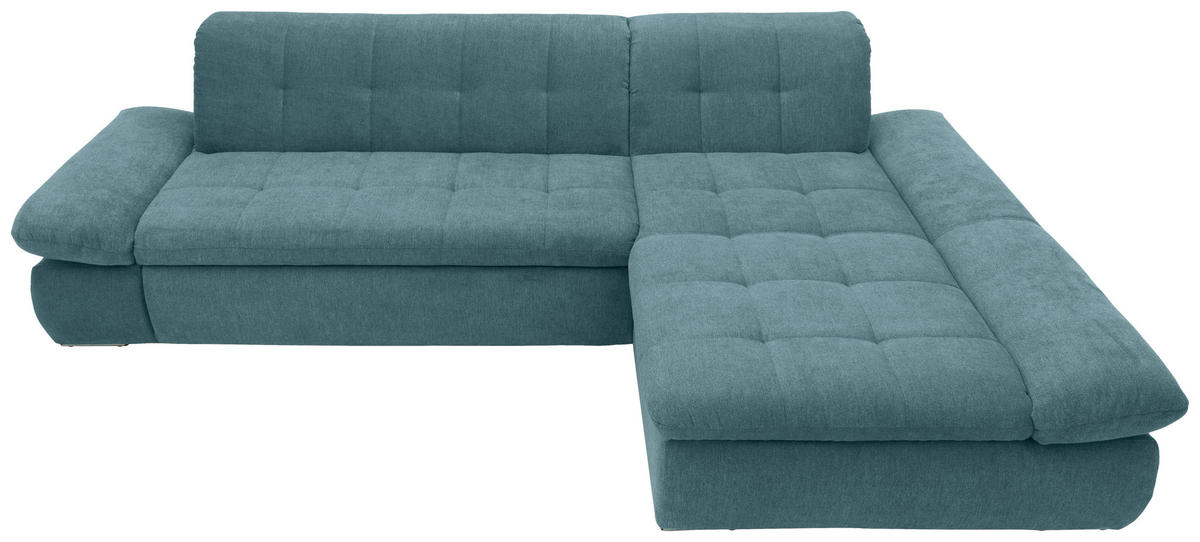 ECKSOFA Petrol Mikrofaser  - Chromfarben/Petrol, KONVENTIONELL, Textil/Metall (300/172cm) - MID.YOU