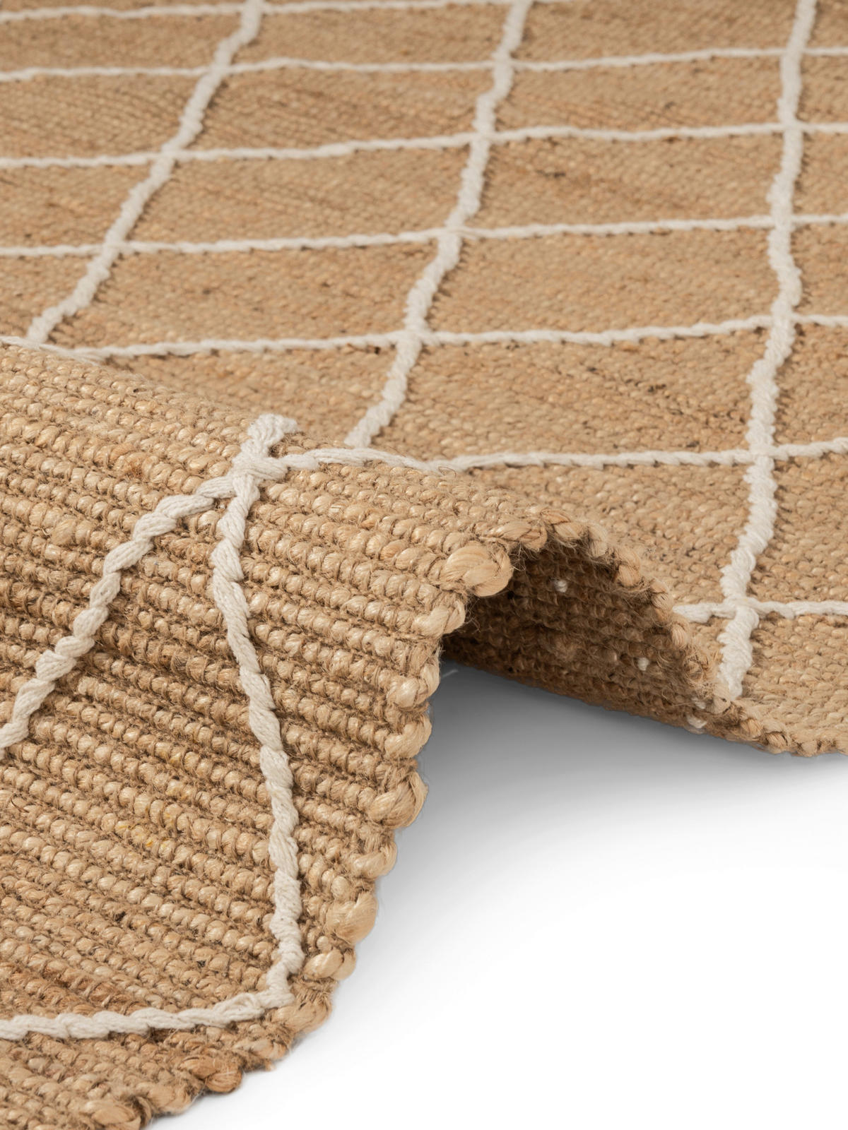 FLACHWEBETEPPICH 200/300 cm Kunu Weiß, Sandfarben rechteckig  - Sandfarben/Weiß, Basics, Textil (200/300cm) - Hanse Home