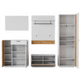 GARDEROBE 5-teilig  in 284/201/37 cm  - Eichefarben/Weiß, Design, Glas/Holzwerkstoff (284/201/37cm) - Xora