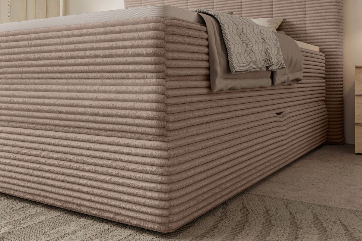 BOXSPRINGBETT 180/200 cm  in Hellbraun  - Hellbraun/Schwarz, Design, Kunststoff/Textil (180/200cm) - Chameo