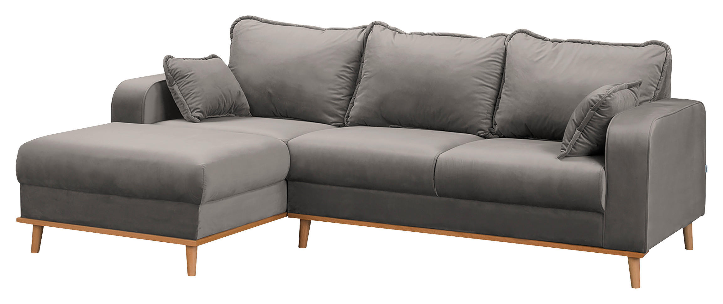ECKSOFA Beata Grau Mikrofaser  - Wengefarben/Grau, Design, Holz/Textil (150/230cm) - Livetastic