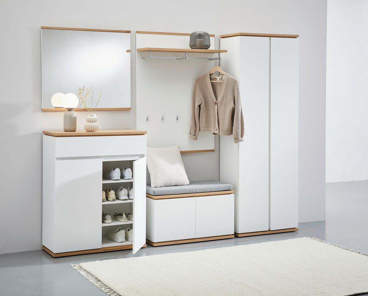 SCHUHSCHRANK Weiß, Eiche Artisan  - Schwarz/Weiß, Design, Holzwerkstoff/Kunststoff (85/106/38cm) - Xora