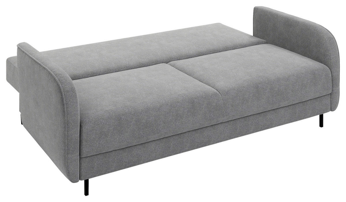 SCHLAFSOFA Chenille Dunkelgrau  inkl. Rückenkissen, Bettkasten, Schlaffunktion, Rücken echt  - Dunkelgrau/Schwarz, KONVENTIONELL, Textil/Metall (215/95/85cm) - Milino