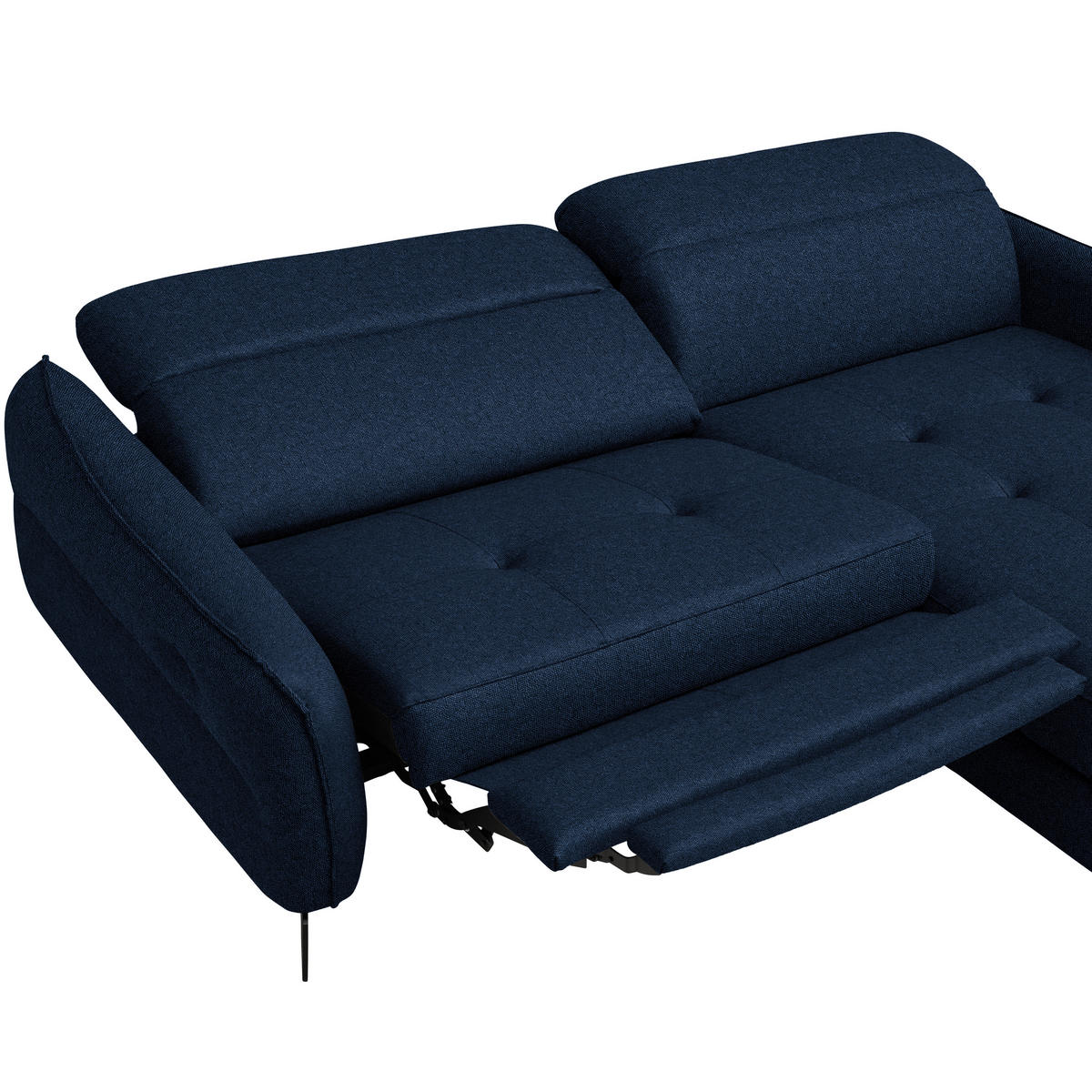 ECKSOFA Flachgewebe Dunkelblau  - Schwarz/Dunkelblau, Design, Textil/Metall (246/175cm) - Celina