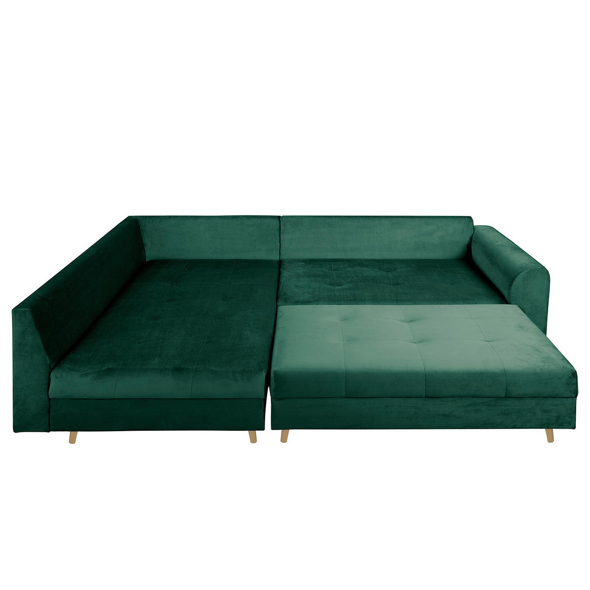 ECKSOFA inkl. Hocker Ariella in Samt Grün  161/231 cm  - Naturfarben/Grün, Design, Holz/Textil (161/231cm) - Livetastic