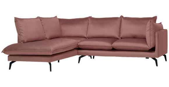 ECKSOFA in Samt Altrosa  - Schwarz/Altrosa, Design, Textil/Metall (200/241cm) - Carryhome