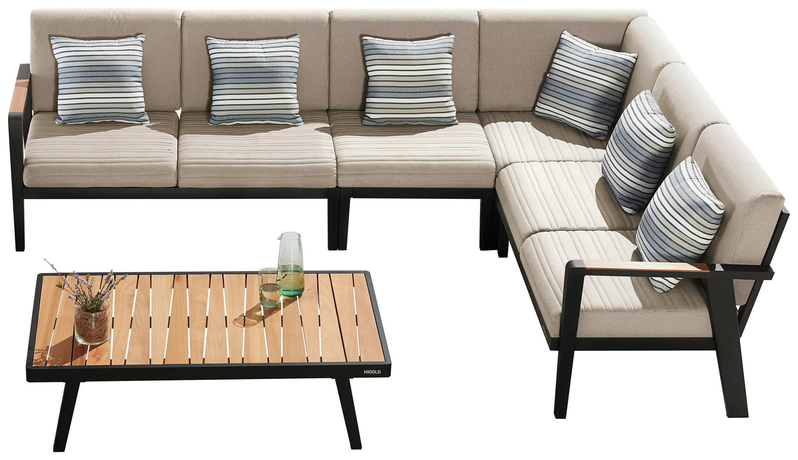 LOUNGE GARNITURA  antracit, prirodne boje, svijetlo siva   - prirodne boje/svijetlo siva, Design, drvo/metal (213/276cm) - Ambia Garden