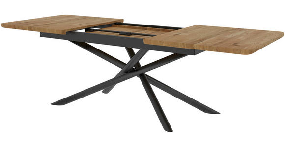 AUSZIEHTISCH in Holz 160 (240)/90/75 cm  - Wildeiche/Schwarz, Basics, Holz/Metall (160 (240)/90/75cm) - Linea Natura