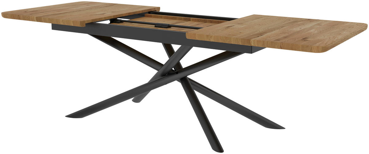 AUSZIEHTISCH in Holz 160 (240)/90/75 cm  - Wildeiche/Schwarz, Basics, Holz/Metall (160 (240)/90/75cm) - Linea Natura