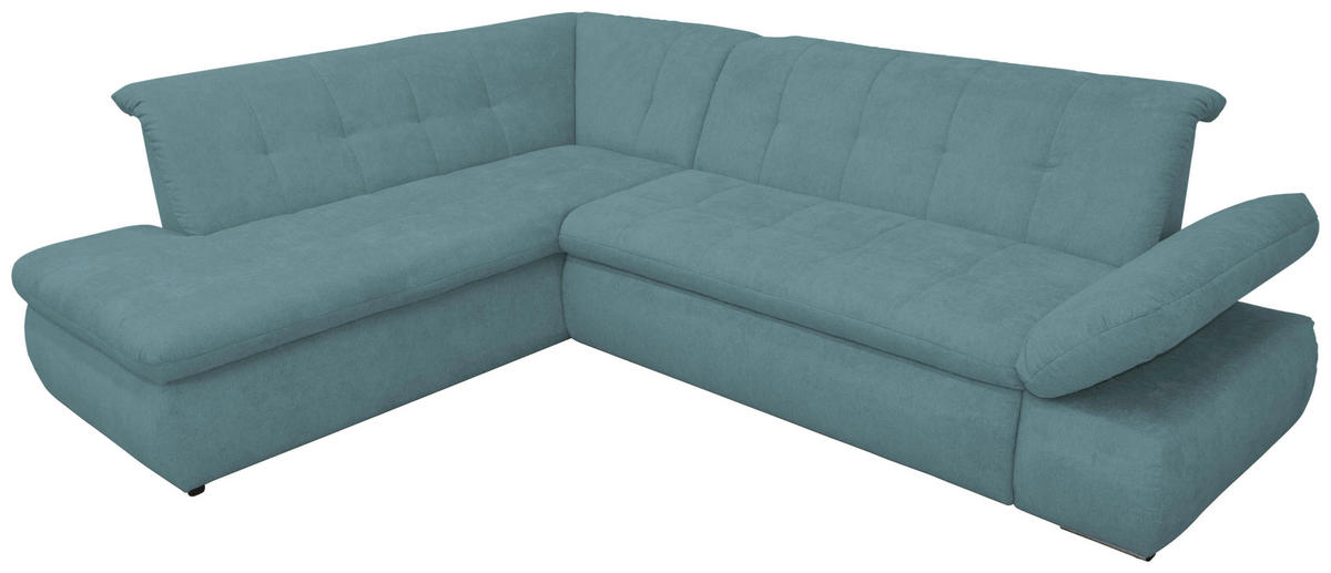 ECKSOFA Petrol Mikrofaser  - Chromfarben/Petrol, KONVENTIONELL, Textil/Metall (216/273cm) - MID.YOU