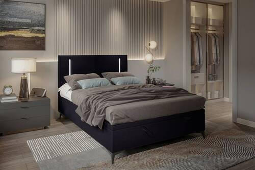 BOXBETT 140/200 cm  in Schwarz  - Schwarz, Konventionell, Textil/Metall (140/200cm) - Modante