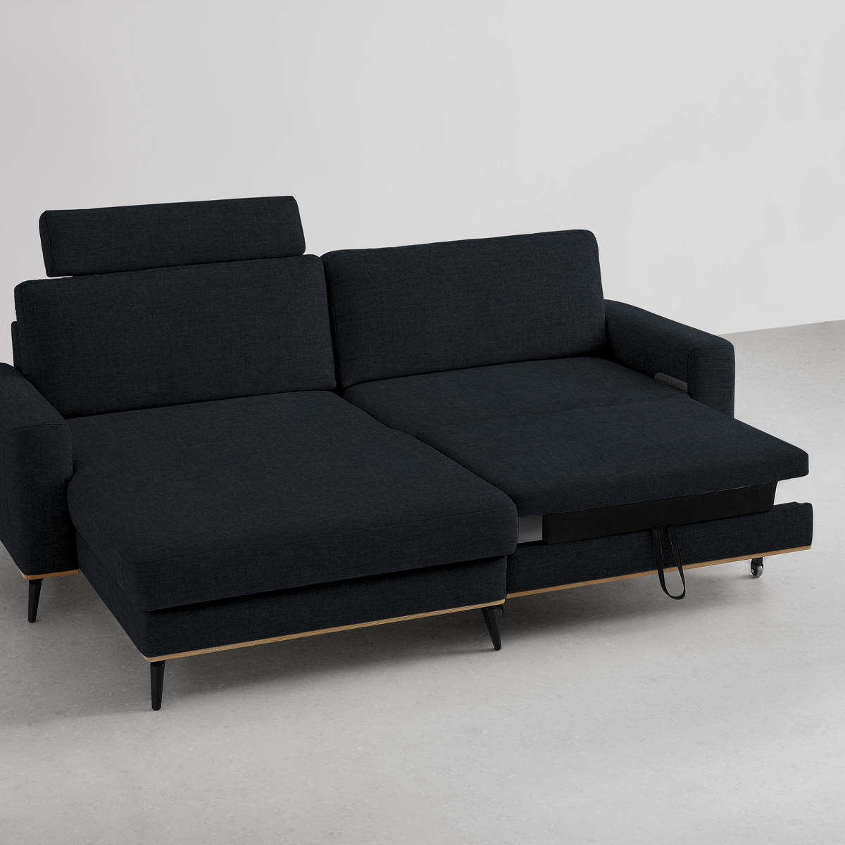 ECKSOFA in Chenille Schwarz  - Schwarz, Konventionell, Holz/Textil (167/234cm) - MID.YOU