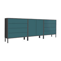 SIDEBOARD Mailand Set 4 + MF  in 237/86/33 cm  - Anthrazit/Petrol, MODERN, Holzwerkstoff/Metall (237/86/33cm) - MID.YOU