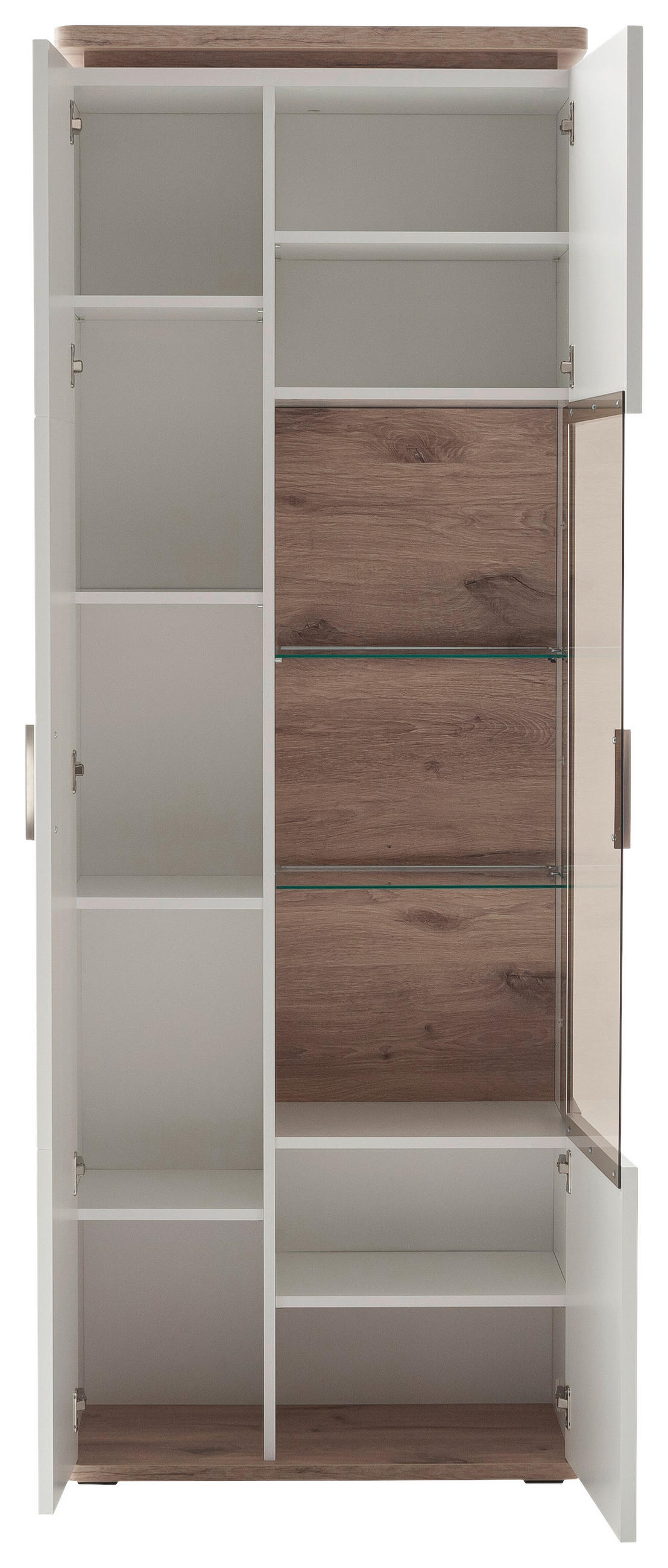 VITRINE in Weiss, Eichefarben  - Weiss/Eichefarben, Design, Glas/Holzwerkstoff (75/208/38cm) - Livetastic