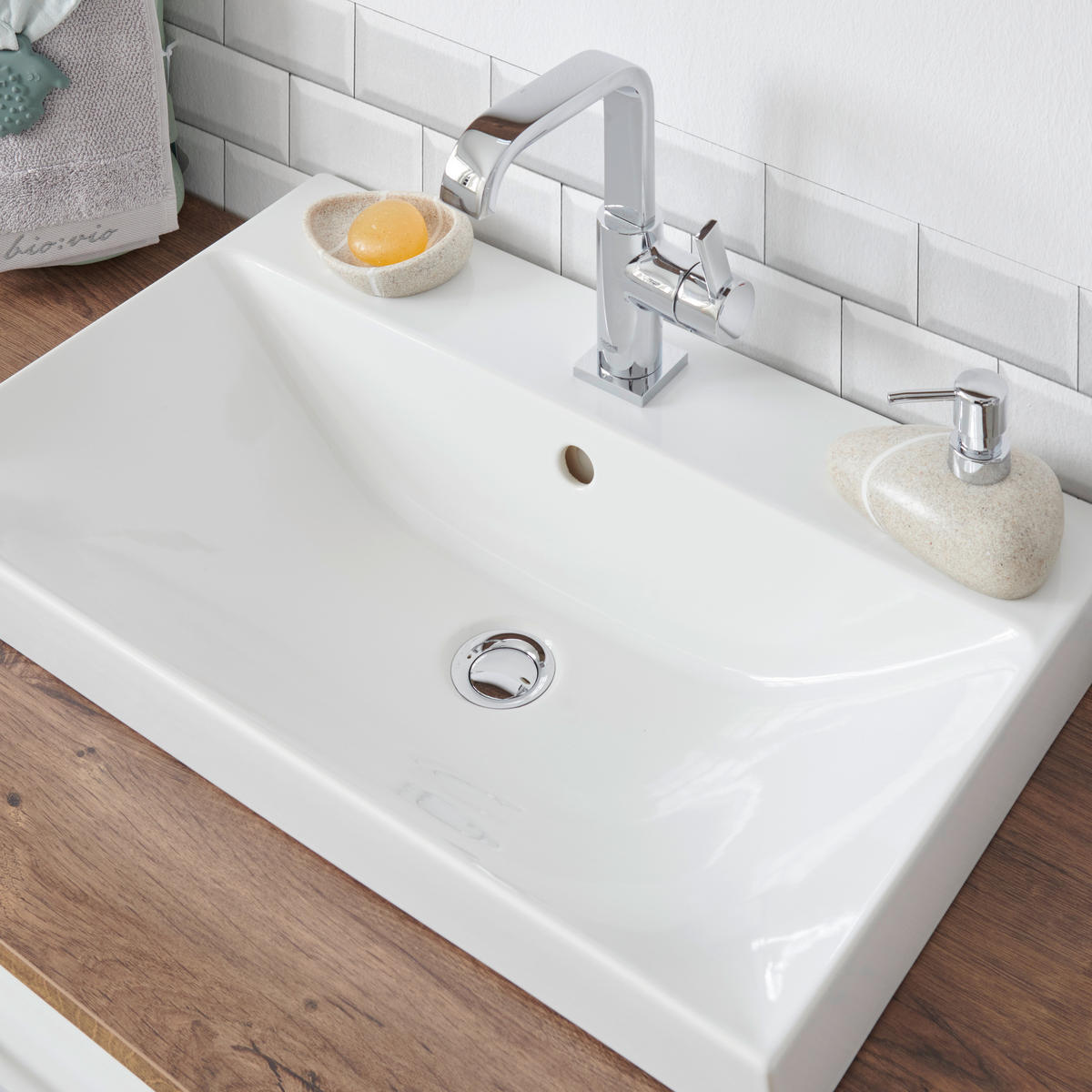 BADEZIMMER  in 180 cm  - Chromfarben/Weiß Hochglanz, Design, Glas/Keramik (180cm) - Sadena