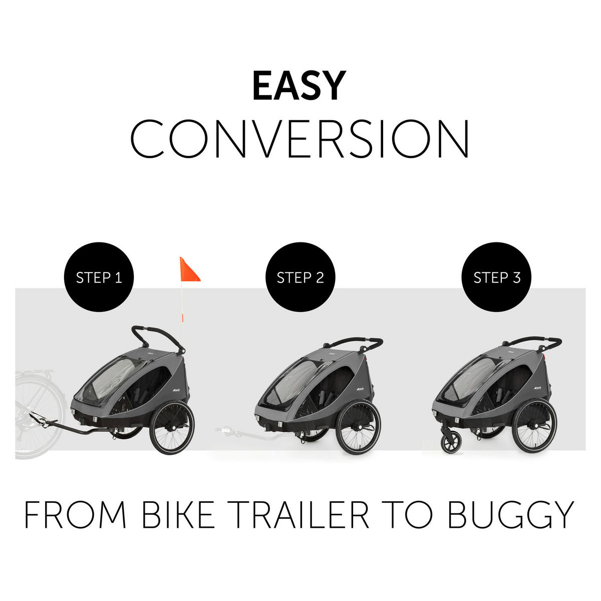 BIKE TRAILER UND BUGGY   DRYK DUO  - Grau, Basics, Kunststoff/Metall (79 /99 /118 cm) - Hauck