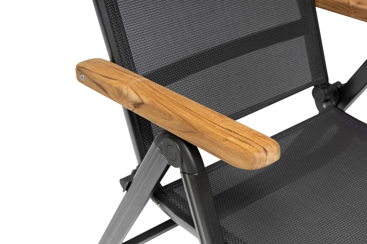GARTENKLAPPSESSEL Teakholz Aluminium Anthrazit, Naturfarben  - Anthrazit/Naturfarben, Basics, Holz/Textil (61/109/65cm) - Kettler