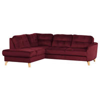 ECKSOFA Rot Samt  - Buchefarben/Rot, Design, Holz/Textil (190/236cm) - Livetastic